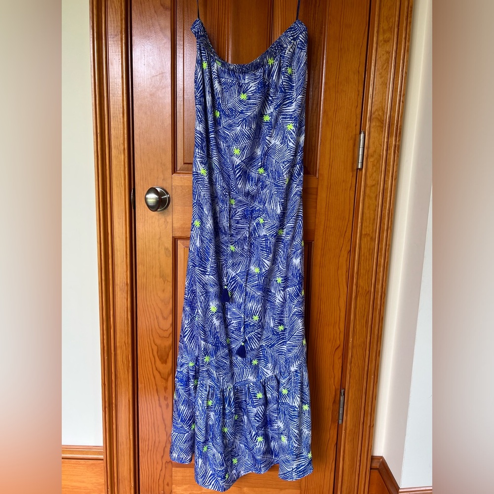 Blue Silk Strapless Maxi Vineyard Vines Dress, Medium